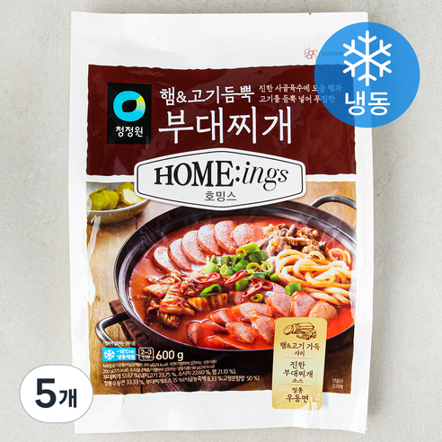 대상 호밍스 햄&고기 듬뿍 부대찌개 (냉동), 5개, 600g