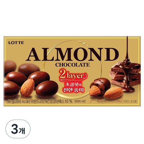 롯데웰푸드 아몬드 초코볼, 46g, 3개