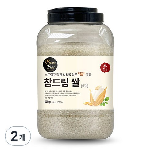 Prime Field 경기 참드림 쌀 백미 특등급, 4kg, 2개