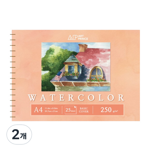 두성 아트프린스 워터컬러 수채화용 스프링 스케치북 250g W04, A4, 25매, 2개