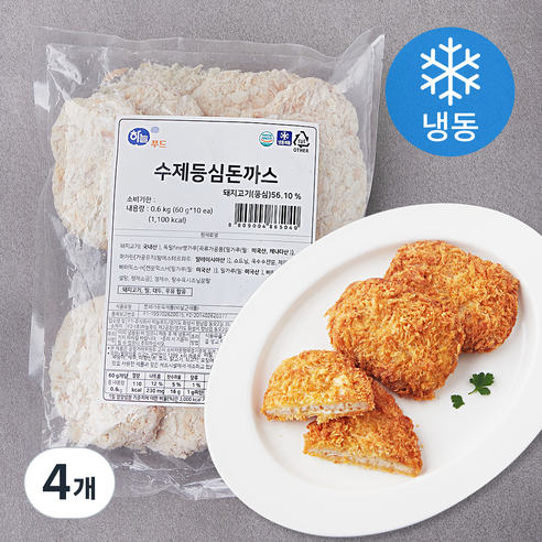 하늘푸드 수제 등심돈까스 10개입 (냉동), 600g, 4개