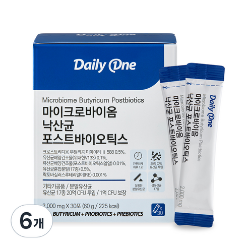 데일리원 마이크로바이옴 낙산균 포스트바이오틱스 30p, 6개, 60g