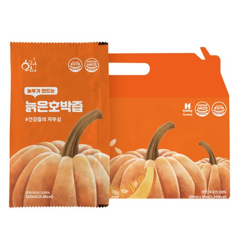 황금이네 물넣지않은 100% 늙은 호박즙 100ml 50포, 5L, 1박스