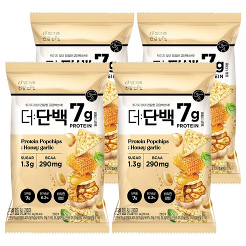 더단백 빙그레 건강tft 팝칩 허니갈릭맛, 4개, 44g