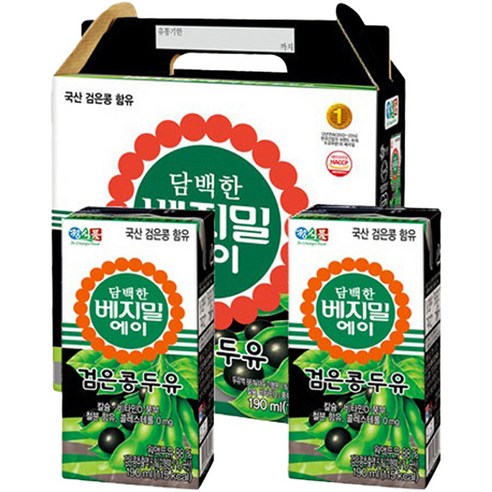   베지밀 담백한 에이 검은콩 두유, 190ml, 64개