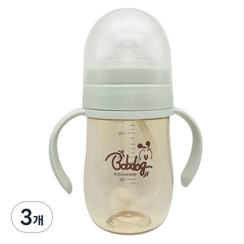 밥독 유아용 PPSU 스마트 빨대컵 180ml, 민트, 3개