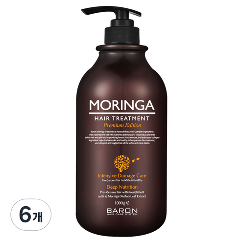 바론 모링가 헤어 트리트먼트, 6개, 1L