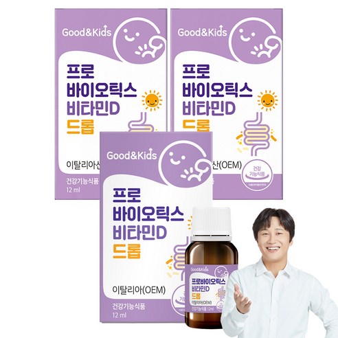 굿앤키즈 프로바이오틱스 비타민D 드롭, 12ml, 3개