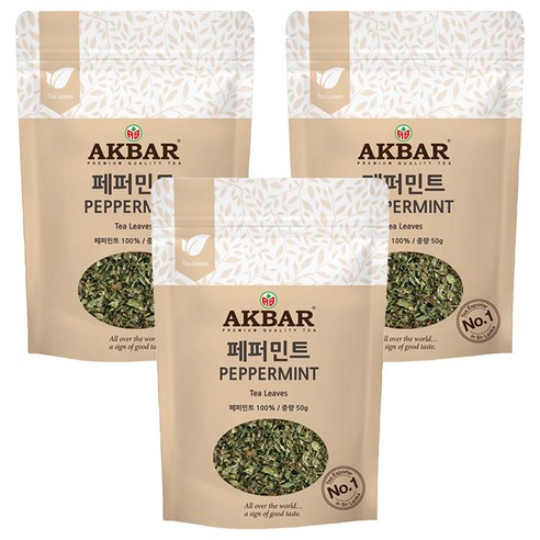아크바 페퍼민트 허브티 잎차, 50g, 1개입, 3개