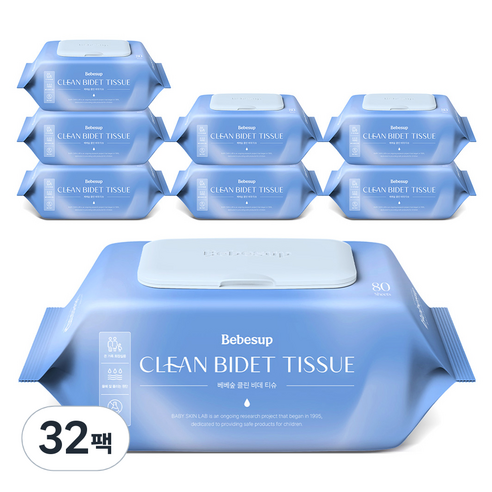 베베숲 클린비데 화장실용 물티슈 캡형, 55g, 80매, 32개
