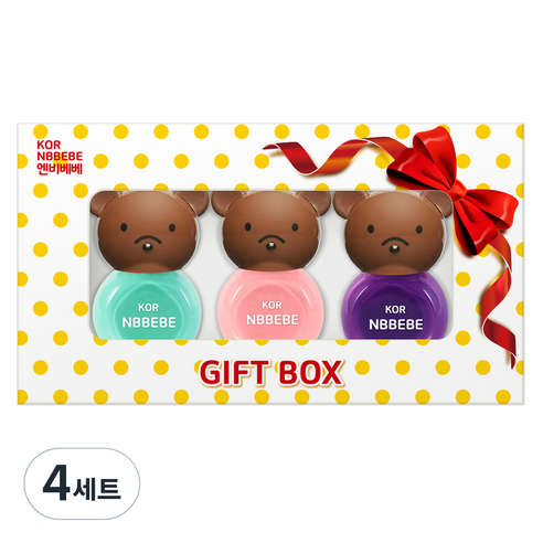 엔비베베 어린이 화장품 유아매니큐어 3종 네일 컬러 선물세트, 퍼니민트 + 크림핑크 + 비비드퍼플, 4개