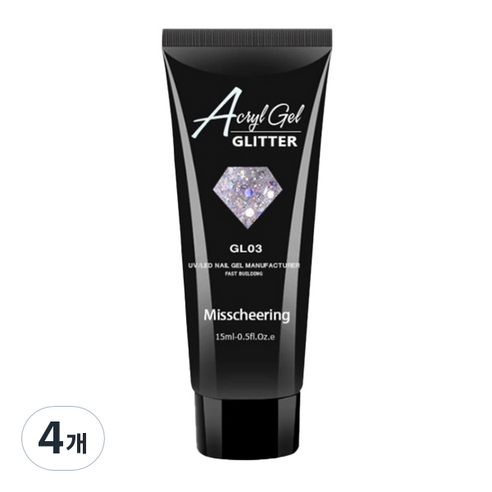 고고블랑 네일연장 글리터 폴리젤 15ml, GL03, 4개