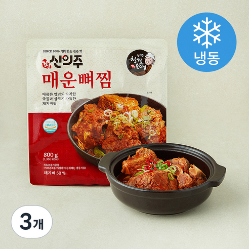 [로켓프레시] 신의주찹쌀순대 신의주 매운뼈찜 (냉동), 800g, 3개