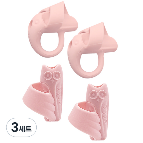 꼬사 연필교정기 코끼리 2p + 올빼미 2p, 핑크, 3세트