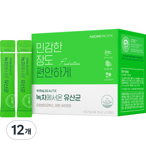 바이탈뷰티 녹차에서온 유산균 60P, 60g, 12개