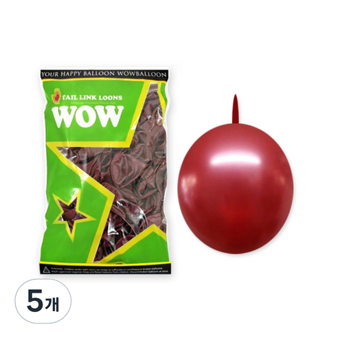 링커룬 풍선 15cm 100개입, 펄버건디, 5개