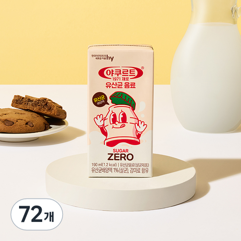 야쿠르트 1971 제로 요구르트, 72개, 190ml