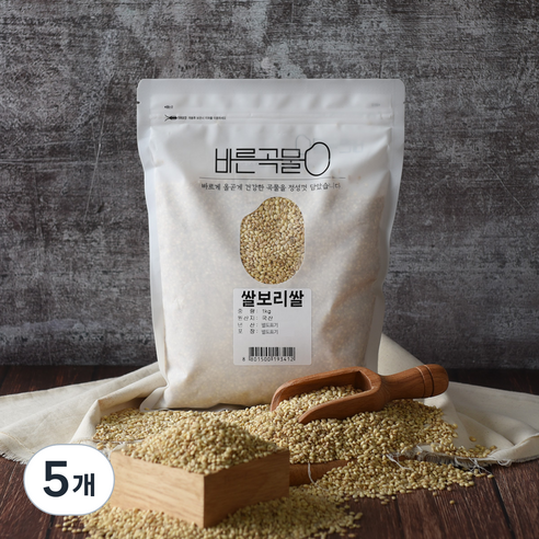 바른곡물 국산 쌀보리쌀, 1kg, 5개
