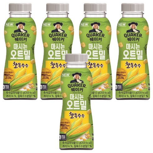 퀘이커 마시는 오트밀 찰옥수수, 50g, 5개