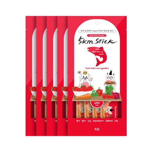 조공 오키로스틱 고양이 파우치 간식 레드 연어 4p, 5개입