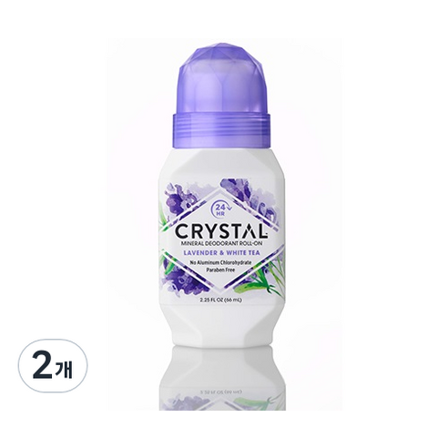 크리스탈 바디 데오드란트 롤온타입 라벤더 & 화이트티, 66ml, 2개