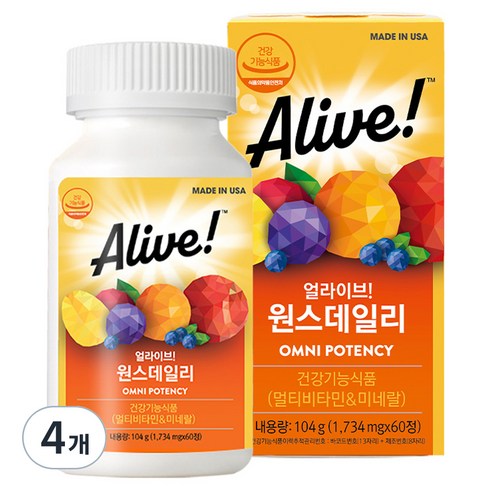 얼라이브 원스데일리 멀티비타민, 60정, 4개