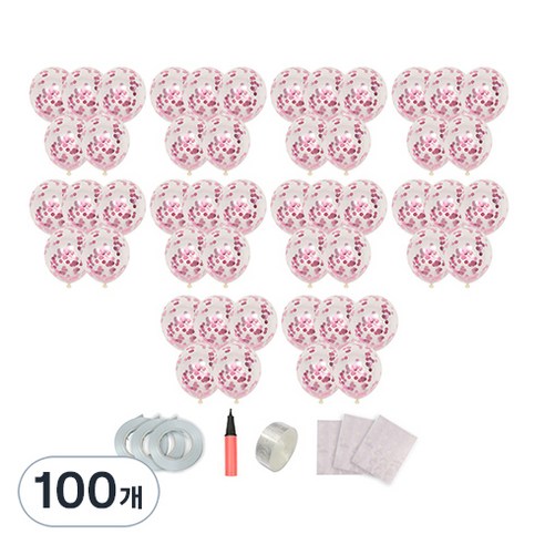 피앤비유니티 컨페티 라운드 풍선 30cm, 06 푸치샤, 100개