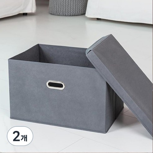 레토 접이식 패브릭 리빙박스, 그레이, 28L, 2개