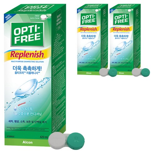 옵티프리 리플레니시 렌즈세정액 + 렌즈케이스, 420ml, 3개
