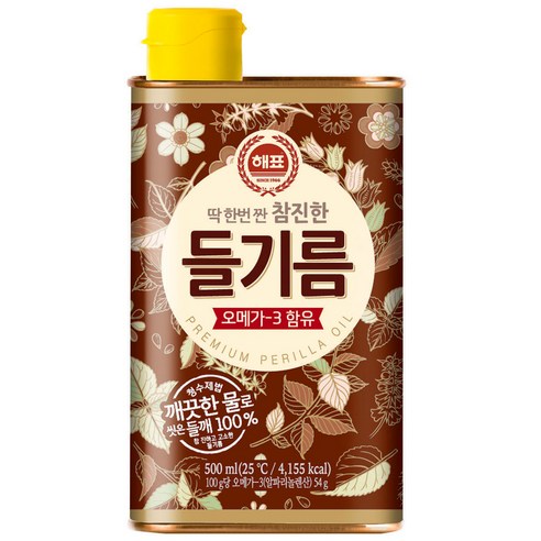 해표 참진한 들기름, 1개, 500ml 들기름100ml Best Top5