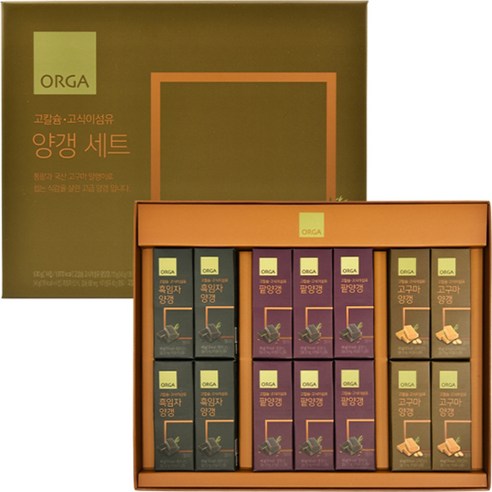 올가홀푸드 고칼슘 고식이섬유 팥양갱 45g x 6p + 흑임자 45g x 4p + 고구마 45g x 4p 세트, 630g, 1세트