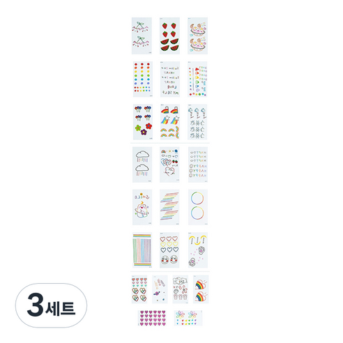 시나몬걸 아동용 컬러 타투 스티커 30종 30개입 세트, A-큐트, 3세트