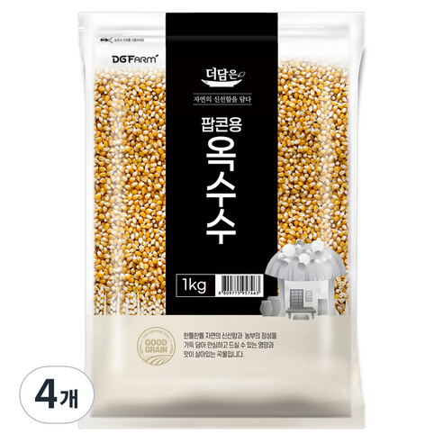 더담은 팝콘용 옥수수, 1kg, 4개