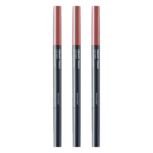 더페이스샵 색조 크리미 터치 립라이너 0.2g, BR01 프렌치브라운, 3개