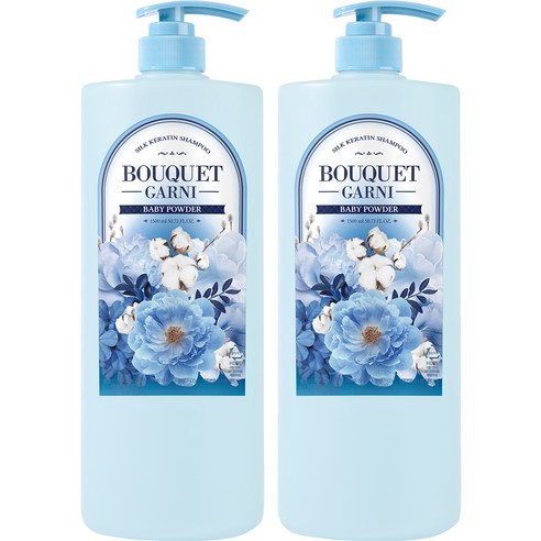 부케가르니 실크 케라틴 샴푸 베이비파우더향, 1.5L, 2개
