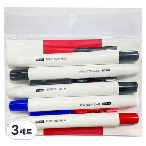 모리스 저스트클릭 보드마카M 블랙 3p + 블루 + 레드 세트, Black, Blue, Red, 3세트