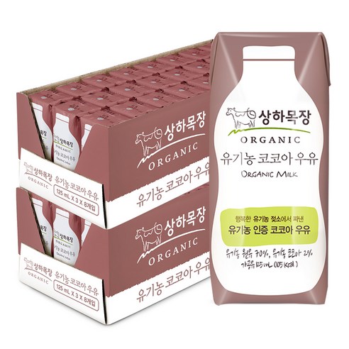 상하목장 유기농 코코아 우유, 125ml, 48개
