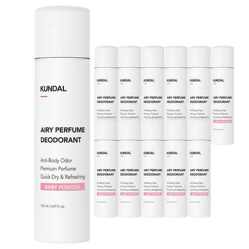 쿤달 에어리퍼퓸 데오드란트 스프레이 베이비파우더향, 150ml, 12개