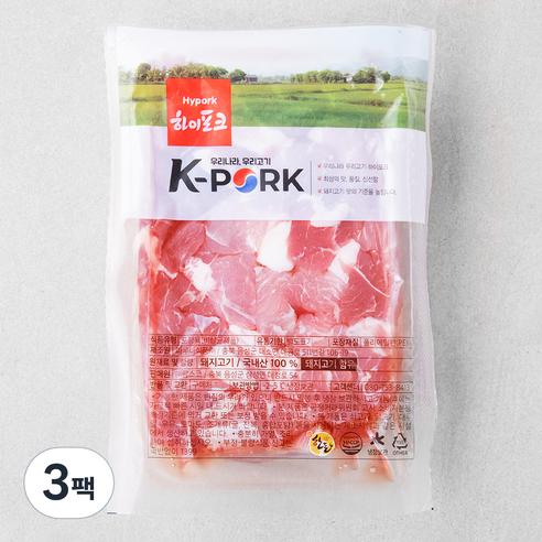 팜스코 하이포크 앞다리 찌개용 (냉장), 600g, 3팩