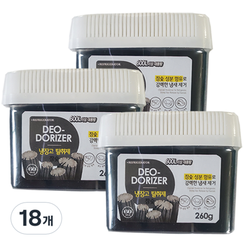 허브스토리 대용량 냉장고 탈취제 숯젤, 260g, 18개