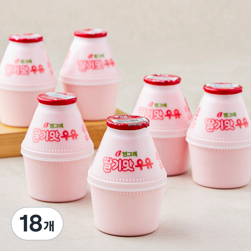 빙그레 딸기맛우유, 240ml, 18개