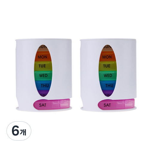 아리코 휴대용 요일별 알약 케이스 화이트, 6개