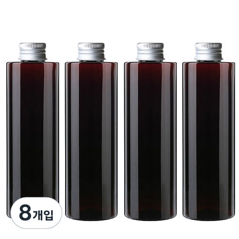 병도매닷컴 AC250 갈색투명 음료용기 알루미늄 실버캡, 250ml, 8개