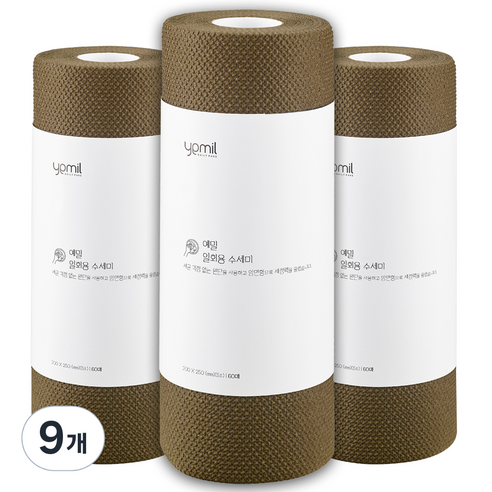 예밀 뜯어쓰는 일회용 수세미 롤형 60p, 브라운, 60개, 9개