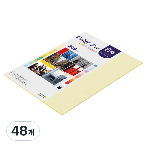 종이문화 프린트프로 두꺼운 칼라복사지 205g No 01 레몬, 48개, B4