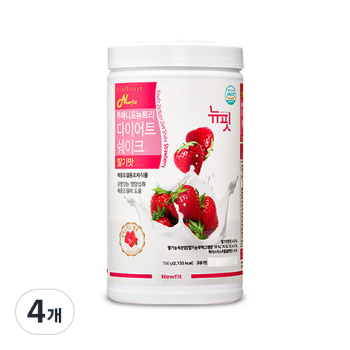 뉴핏 투에니포 뉴트리 다이어트 쉐이크 딸기맛, 750g, 4개