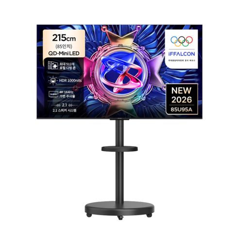 TCL 아이팔콘 4K QD Mini LED TV + 대형 무빙 스탠드 매트 블랙 세트, 85U95A(TV), MSD58B(스탠드), 방문설치, 이동형 스탠드, 215cm(85인치)