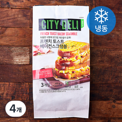 시티델리 프랜치토스트 베이컨스크램블 (냉동), 165g, 3개입, 4개