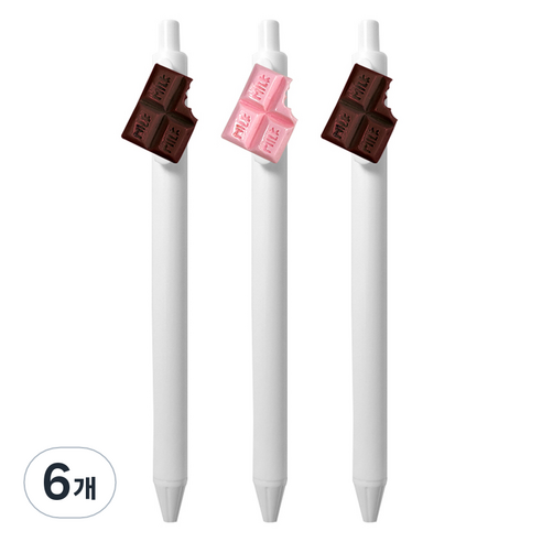 큐티 파츠 초콜릿 젤펜 0.5mm, 랜덤발송, 6개