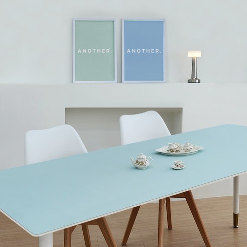 7A 방수 캠핑 모서리라운딩 가죽 테이블 매트 110cm x 200cm x 2mm, 라이트그린 + 블루, 1단